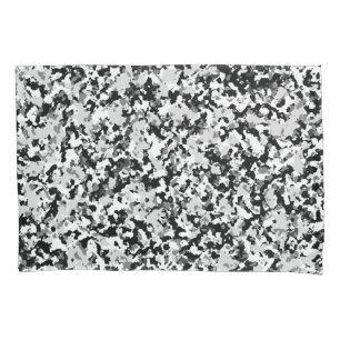 Arctic White Grey Black Camo Camouflage Pattern Pillow Case