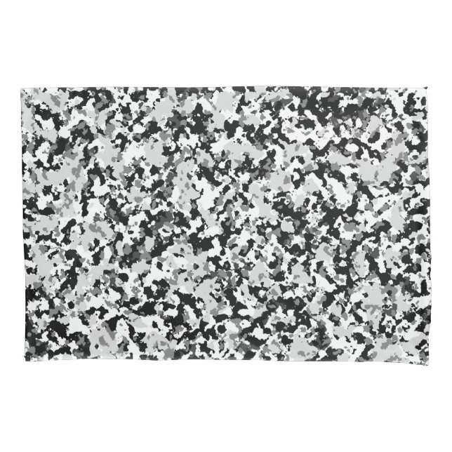 Arctic White Grey Black Camo Camouflage Pattern Pillow Case (Front)