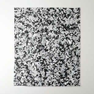 Arctic White Grey Black Camo Camouflage Pattern Tapestry