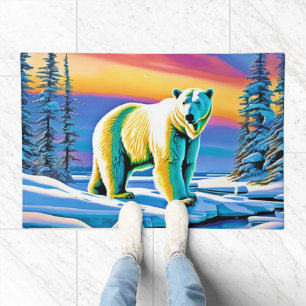 Arctic Wild Snowy Polar Bear Doormat