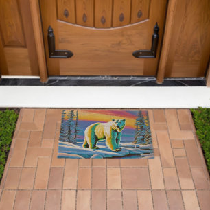 Arctic Wild Snowy Polar Bear Fiber Doormat
