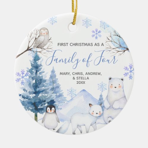 ARCTIC Winter 1st Christmas as a Family of Four Ceramic Ornament