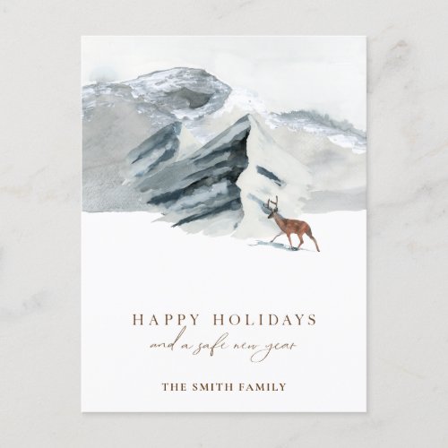 ARCTIC WINTER Animal Gold Script Minimalist  Holiday Postcard