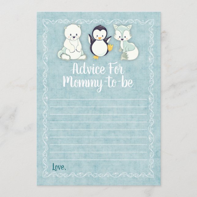 Arctic Winter Animals Advice For Mommy Shower Game (Front)