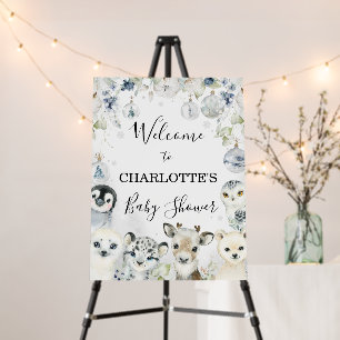 Arctic Winter Animals Baby Shower Welcome Sign