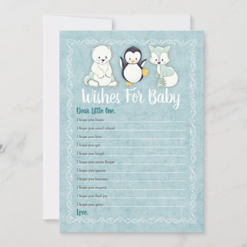 Arctic Winter Animals Wishes For Baby Shower Game Invitation