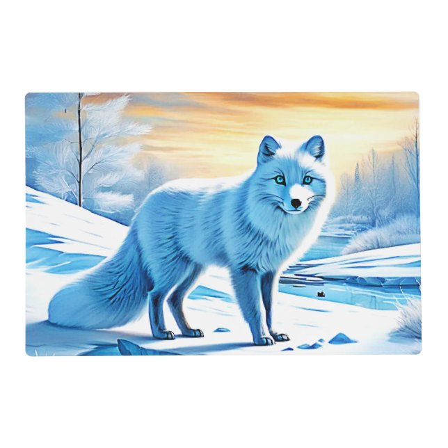 Arctic Winter Fox Snow  Placemat (Front)