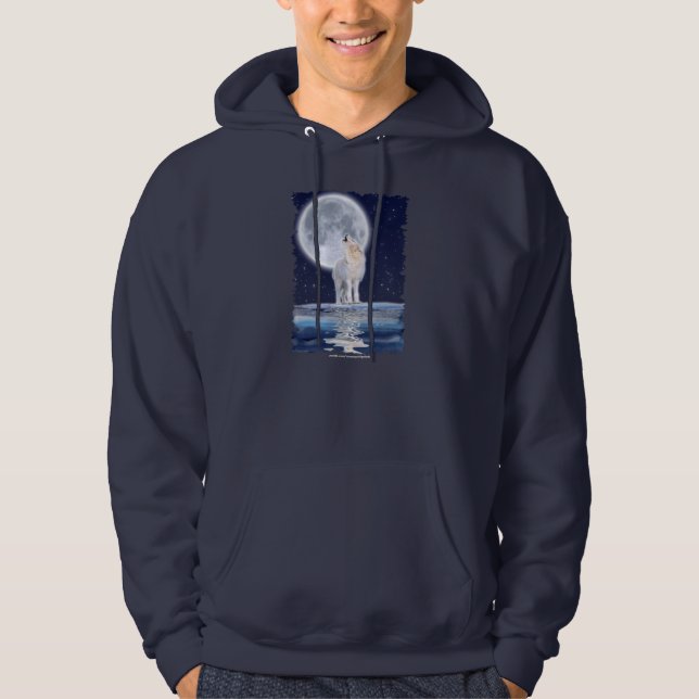 Arctic Wolf & A Winter Moon Hoodie (Front)