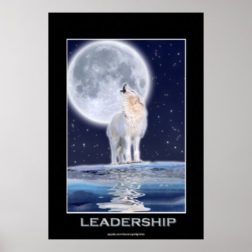 Arctic Wolf  A Winter Moon LEADERSHIP Art Poster
