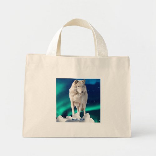 Arctic Wolf Aurora  Stars Tote Bag Collection