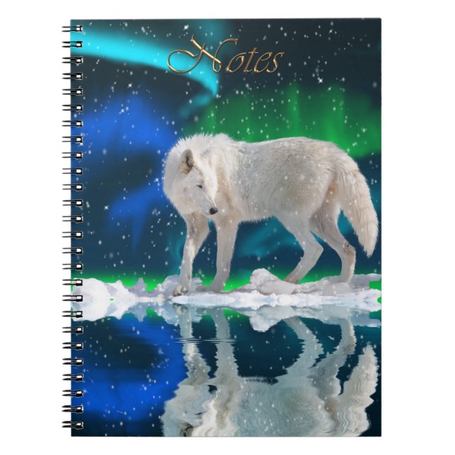Arctic Wolf & Aurora Wildlife-supporter Notebook (Front)