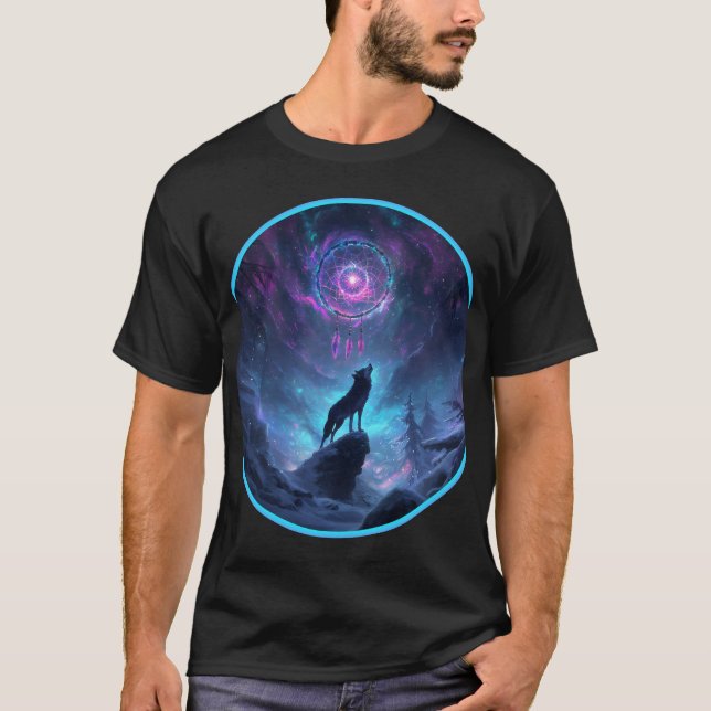 Arctic Wolf Circle - Tribal Dream Catcher T-Shirt (Front)