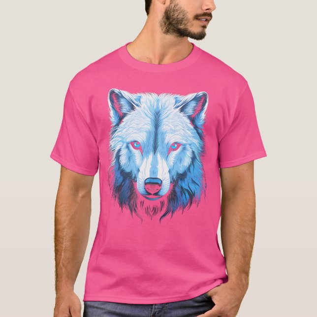 Arctic Wolf Face Wolves Art Motif T-Shirt (Front)