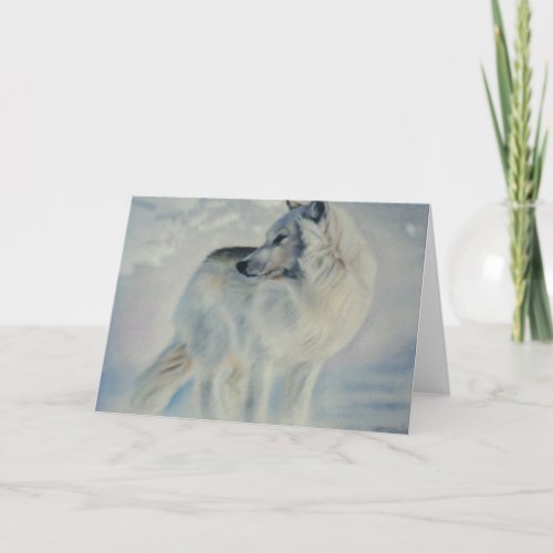 Arctic Wolf in Winter Holiday Card