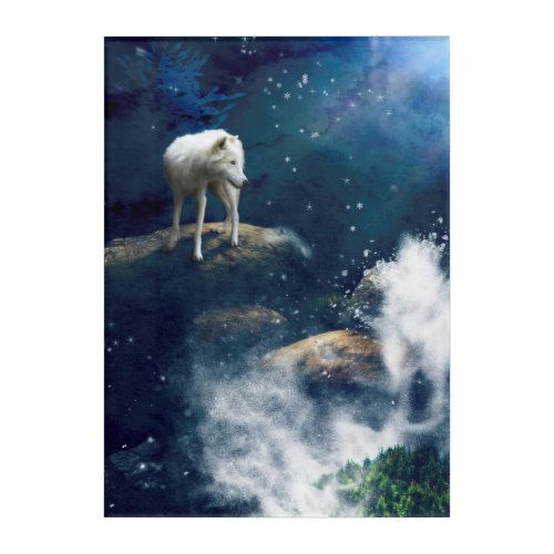 ARCTIC WOLF MOON STRIDER ACRYLIC PRINT