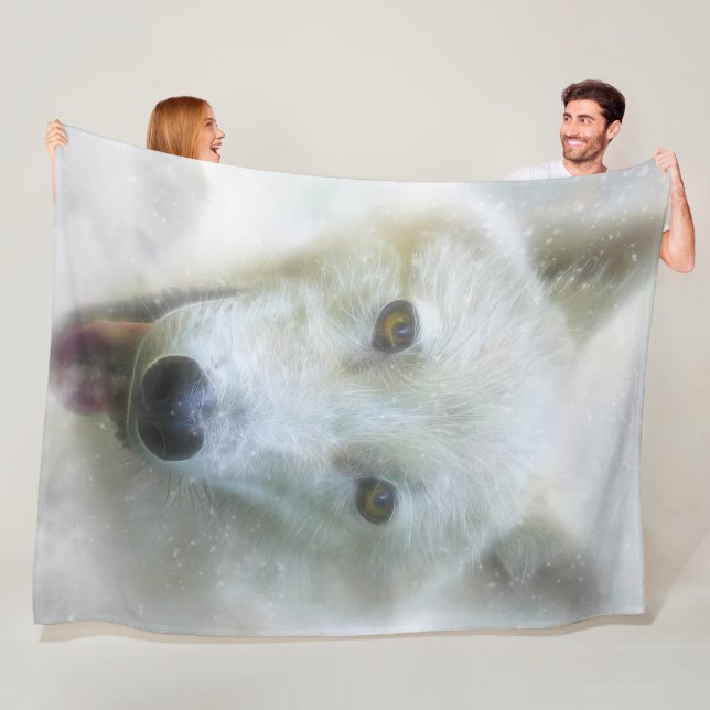 ARCTIC WOLF SNOW PIERCER FLEECE BLANKET (In Situ)
