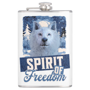 Arctic Wolf Spirit of Freedom Wildlife Design Flask