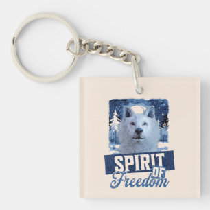 Arctic Wolf Spirit of Freedom Wildlife Design Keychain