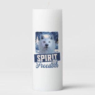 Arctic Wolf Spirit of Freedom Wildlife Design Pillar Candle