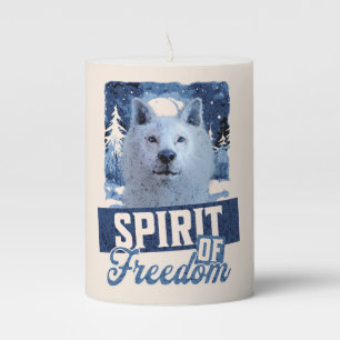 Arctic Wolf Spirit of Freedom Wildlife Design Pillar Candle