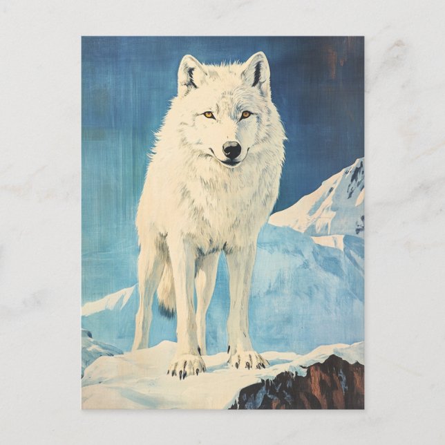 Arctic Wolf vintage Postcard (Front)
