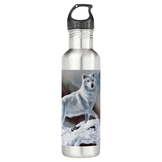 Arctic Wolf Water Bottle (Front)