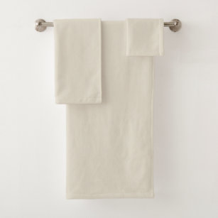 Arctic Wolf White Solid Color Print, Light Neutral Bath Towel Set