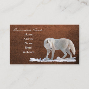 Arctic Wolf Wildlife Leather-effect Business Card