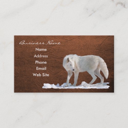Arctic Wolf Wildlife Leather_effect Business Card