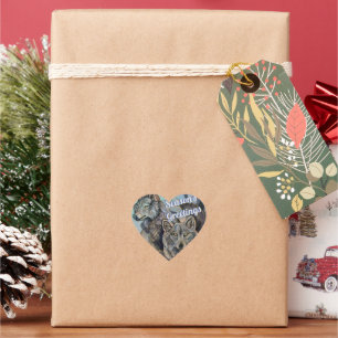 Arctic Wolves~Season's Greetings  Heart Sticker