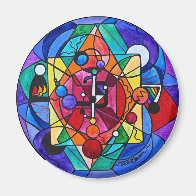 "Arcturian Divine Order Grid" 2¼ Inch Round Magnet (Front)