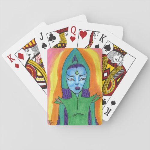 Arcturian Self_Portrait Galactic Starseed Alien Me Playing Cards