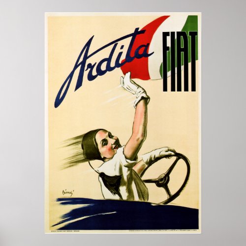 ARDITA FIAT Advertisement Vintage Car Racing Poster