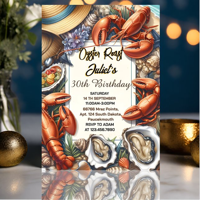 Are Beach Seafood pearl oyster roast 30th Birthday Invitation (Creator Uploaded)