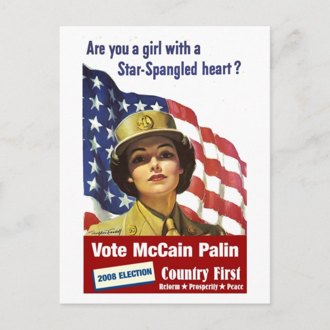 Are you a girl with a Star-Spangled Heart - Postca Postcard (Front)