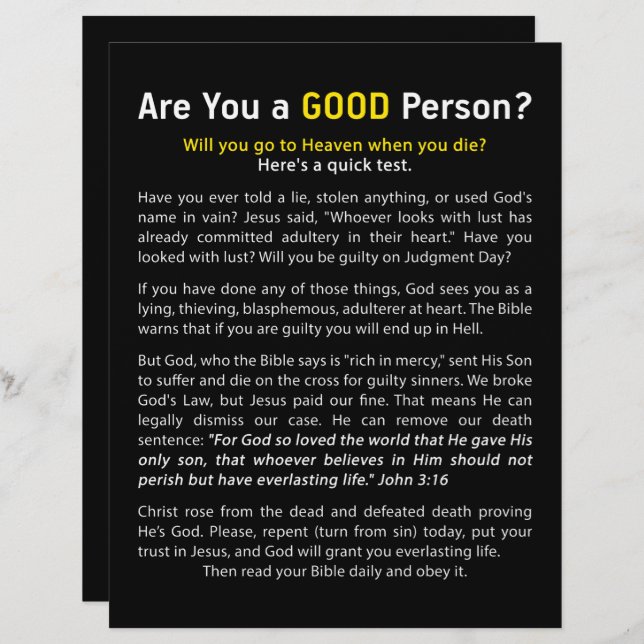 Are You a Good Person? Christian Faith Full Gospel (Front/Back)