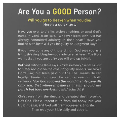 Are You a Good Person Christian Faith Full Gospel Gallery Wrap