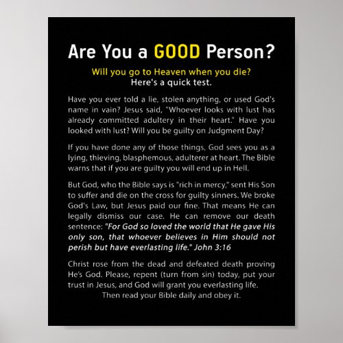 Are You a Good Person Christian Faith Full Gospel Poster