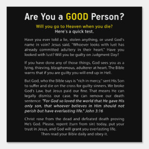 Are You a Good Person? Christian Faith Full Gospel Sign