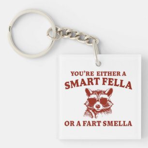 Are You A Smart Fella Or Fart Smella Retro Cartoon Keychain