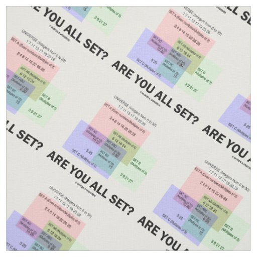 Are You All Set? Set Theory Math Humor Numbers Fabric