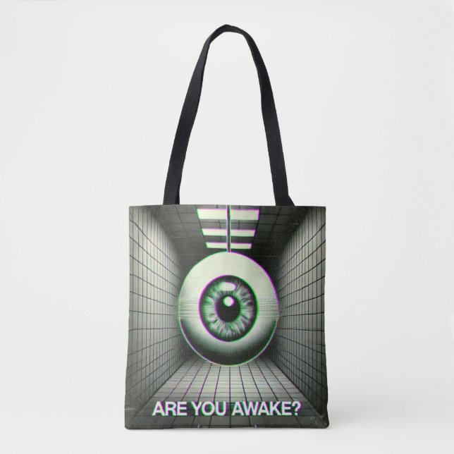 👁️ “Are You Awake?” Weirdcore Tote Bag 👁️ (Front)
