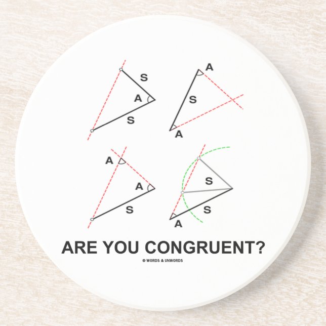Are You Congruent? (Congruent Angles) Sandstone Coaster (Front)