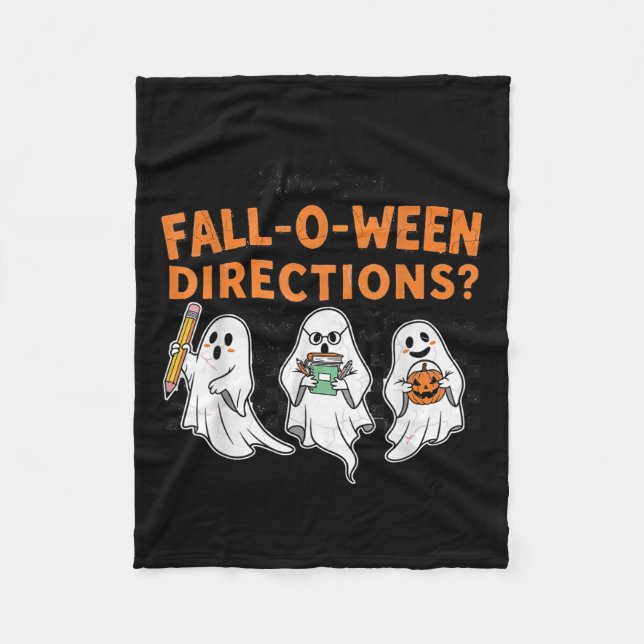 Are You Fall-o-ween Directions Funny Teacher Hallo Fleece Blanket (Front)