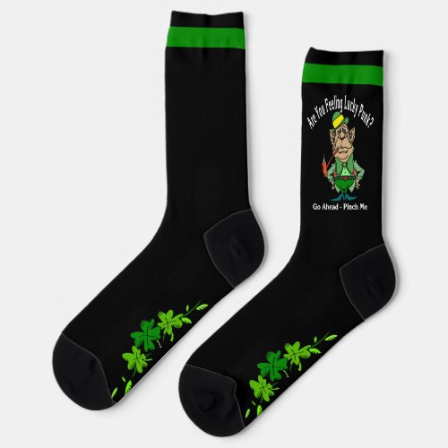 Are You Feeling Lucky Punk St Patricks Day Pinch Socks