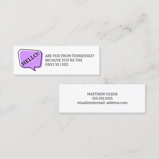 Are You From Tennessee Fun Dating Calling Card (Front/Back)