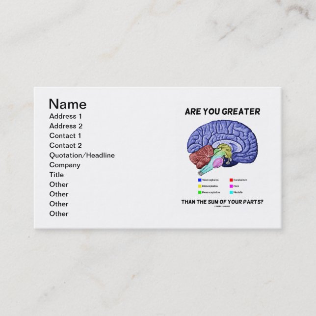 Are You Greater Than The Sum Of Your Parts? Brain Business Card (Front)