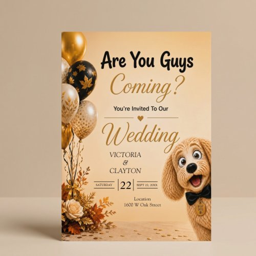 Are You Guys Coming? Funny Dog Fall Wedding Invitation