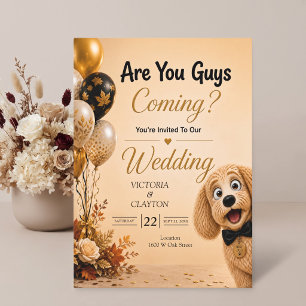 Are You Guys Coming? Funny Dog Fall Wedding Invitation