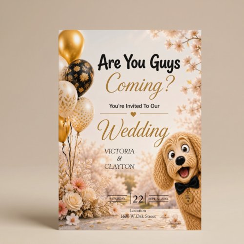 Are You Guys Coming? Funny Dog Spring Wedding Invitation